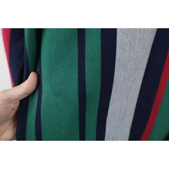 Vtg 90s Streetwear Mens Large Faded Striped Color Block Long Sleeve Rugby Polo - Picture 11 of 14